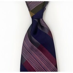 Robert Graham Striped Silk Necktie Mens Navy Blue Red Knowledge Wisdom Faith USA